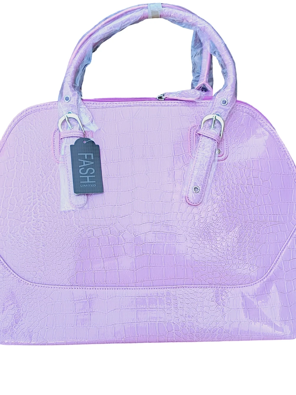 NWT Fash Limited Pink Mauve Croc-Embossed Computer Handbag